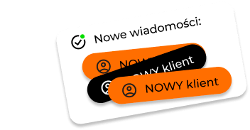 Powiadomienie „Nowe wiadomości” z oznaczeniami „NOWY klient”